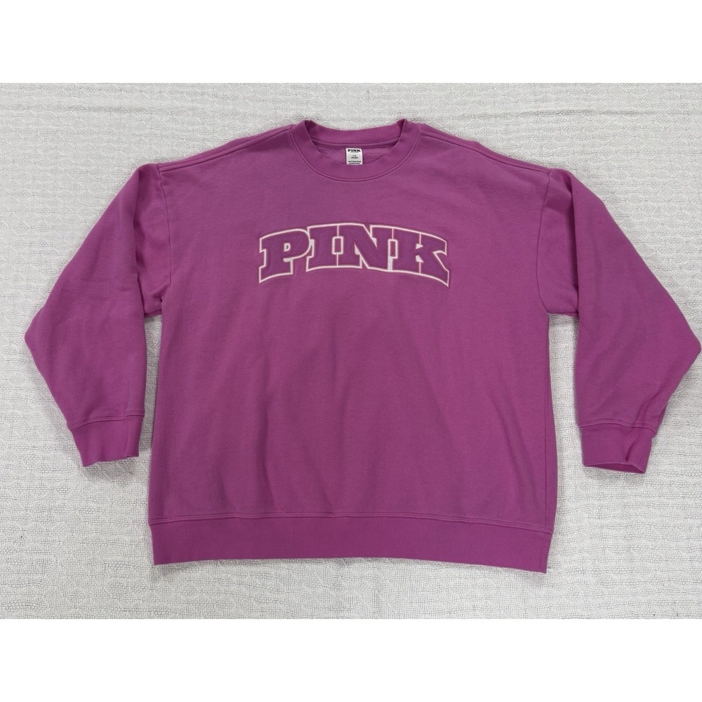 Victoria's Secret PINK Crew Neck Pullover Sweatshirt Magenta Pink Women's Large